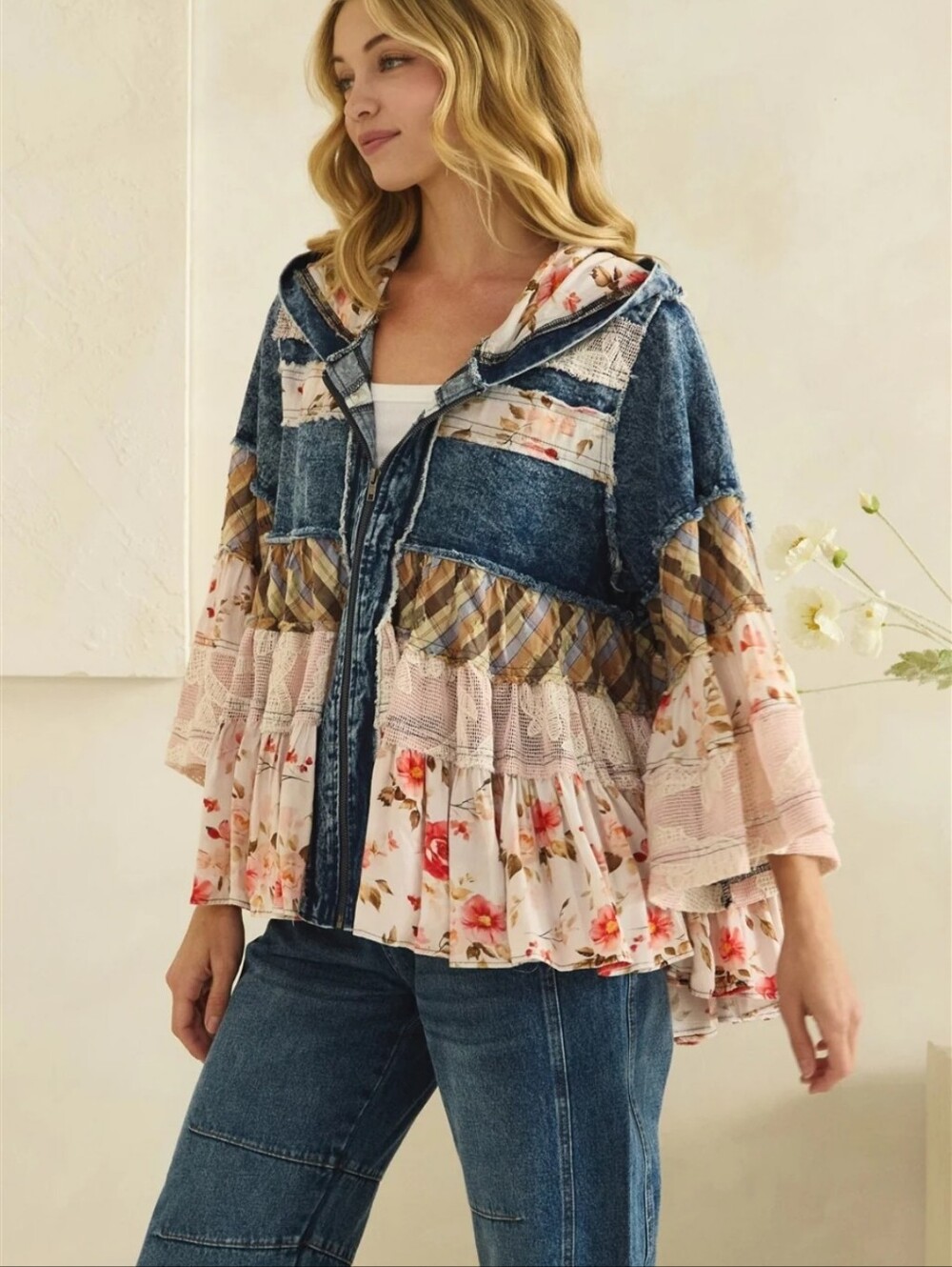 #1791 Oli & Hali Wildflower Wanderer Patchwork Hoodie - Picture 6 of 12